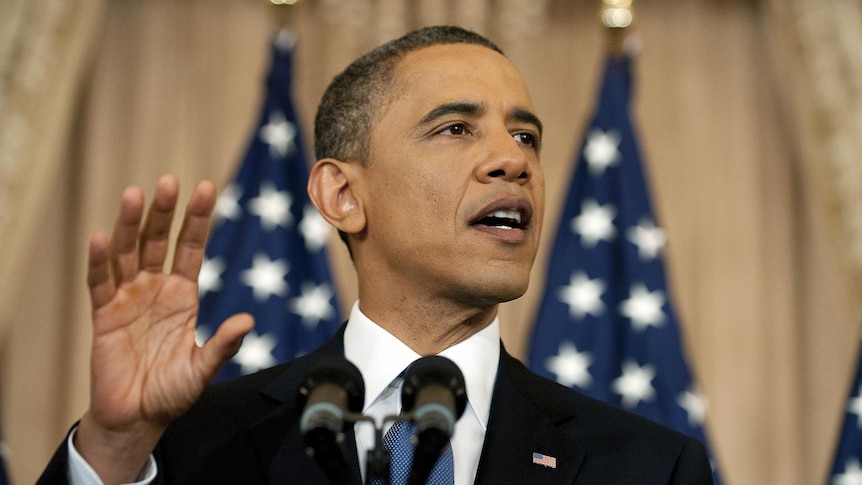 Barack Obama speaks on the events in the Middle East and North Africa in Washington, DC, on May 19, 2011. (AFP)