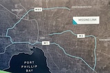 A map showing the 'missing link' in Melbourne's Metropolitan Ring Road.