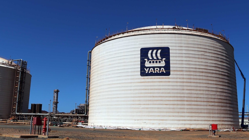 Liquid ammonia tank at Yara Pilbara, Burrup Peninsula