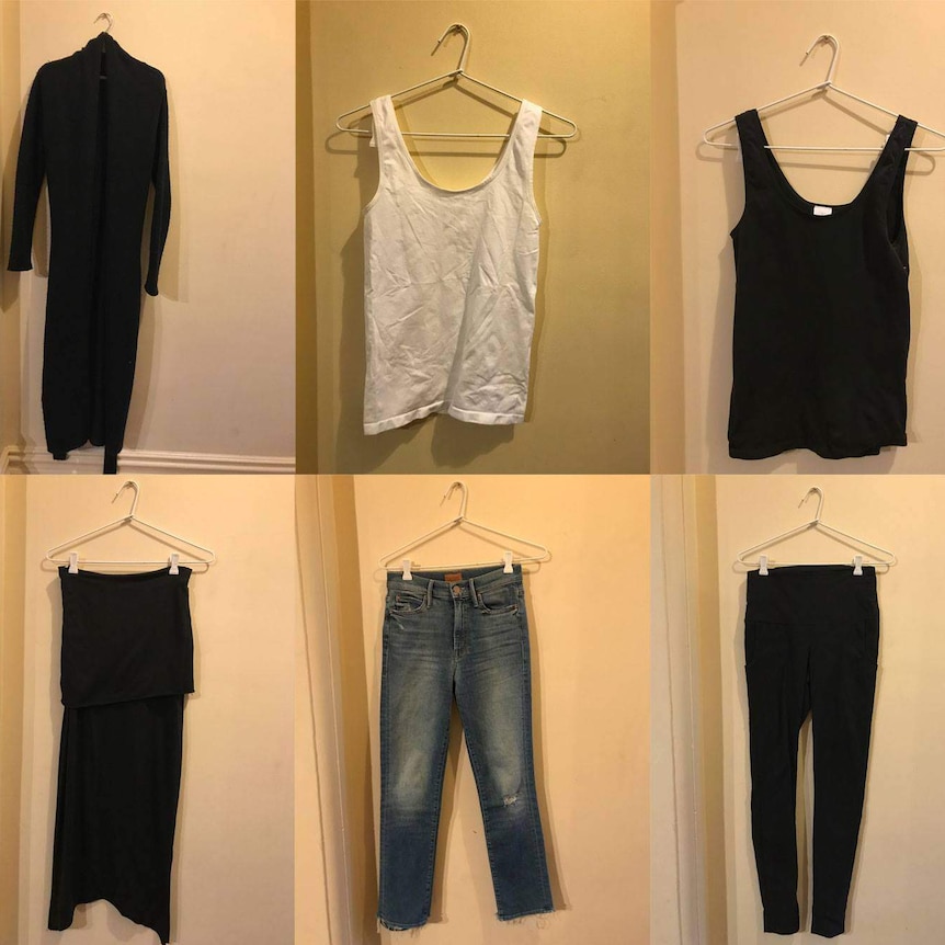 Belinda Varischetti's six items of clothing  for the three-week challenge