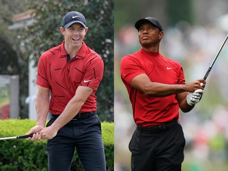 Tiger Woods touched by red shirt 