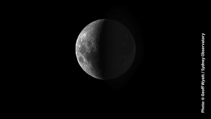 Crescent moon near first quarter