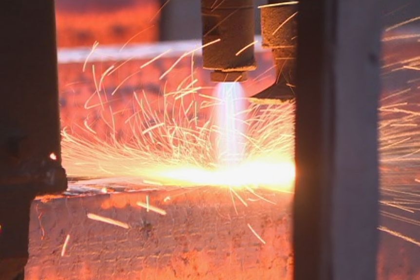 Steel being made in a furnace. 