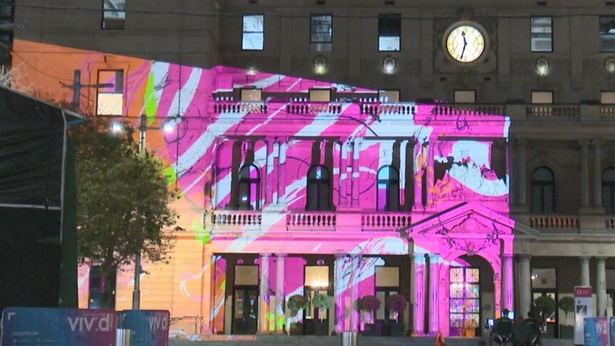 Sydney's Customs House is lit up with a light show