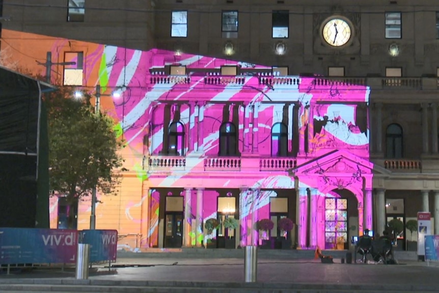 Sydney's Customs House is lit up with a light show