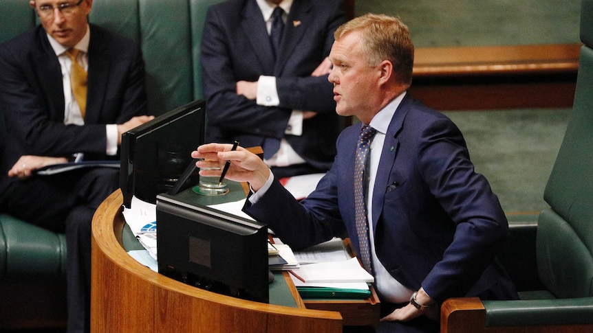 Speaker Tony Smith making a point in the House of Representatives