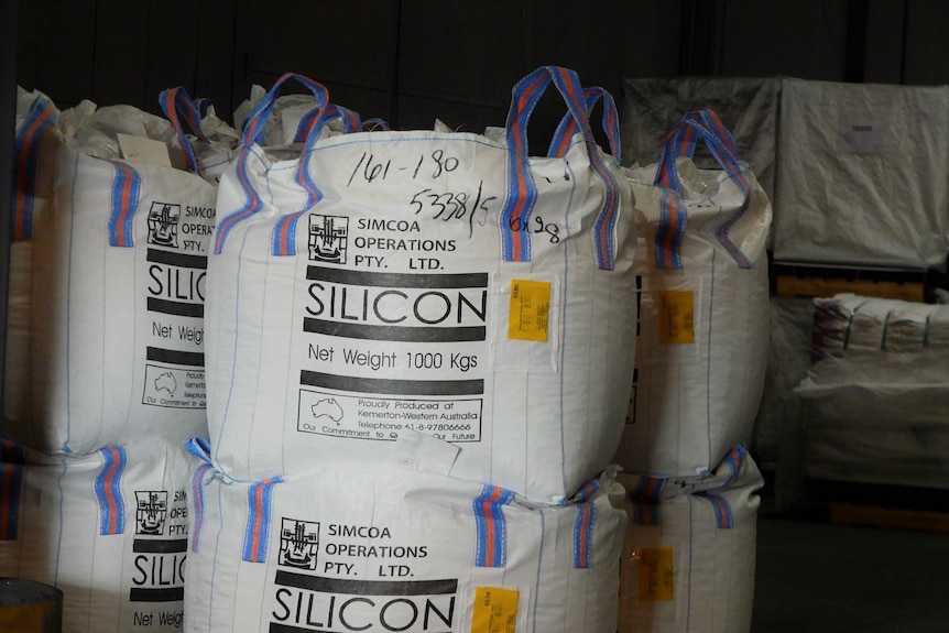 Bags of raw silicon