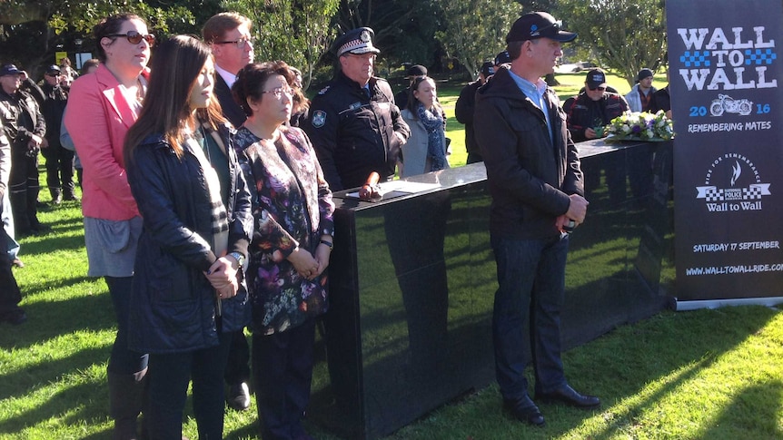 The wife of Geoff Richardson, family members of Curtis Cheng, Troy Grant and Andrew Scipione.