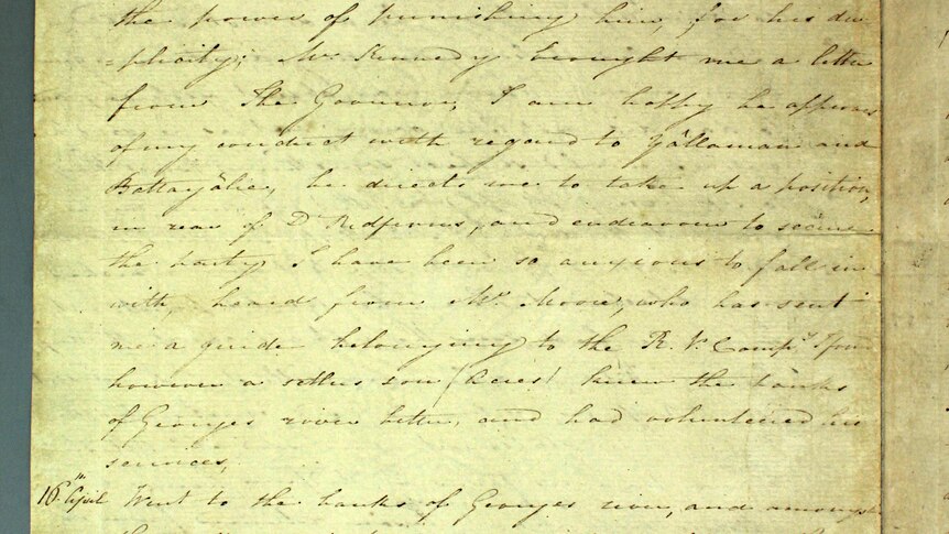 Page one of an account of the 1816 massaacre at Appin from Captain James Wallis.
