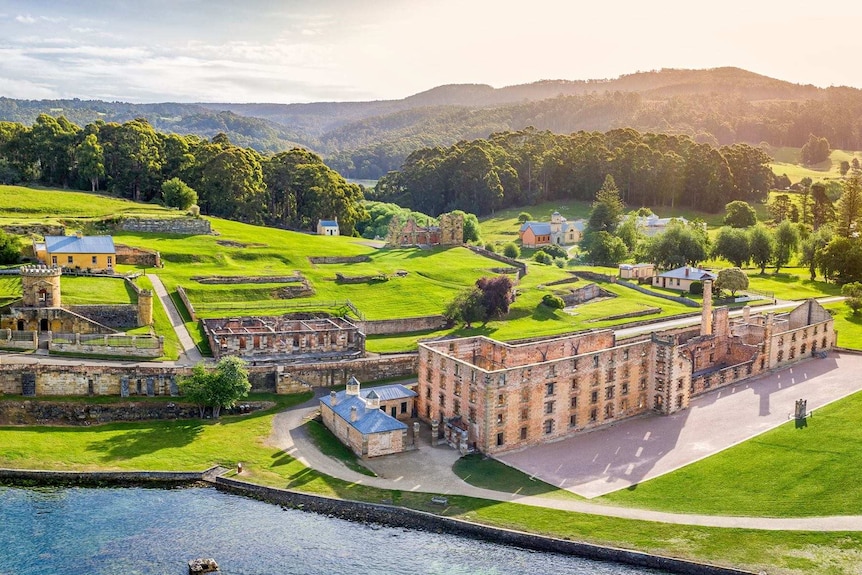 Aerial view of the Port Arthur historic site, Tasmania.