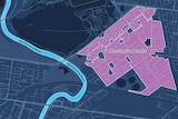 A graphic of Melbourne's Maribyrnong River and a newly designated flood zone.