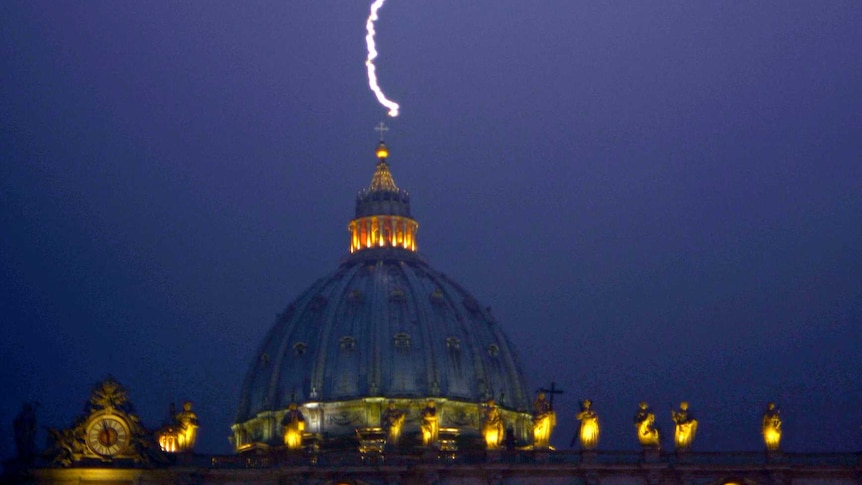 Lightning appears to strike the Vatican