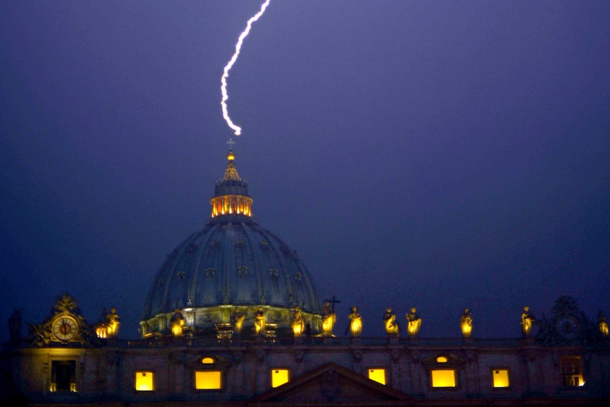 Lightning appears to strike the Vatican