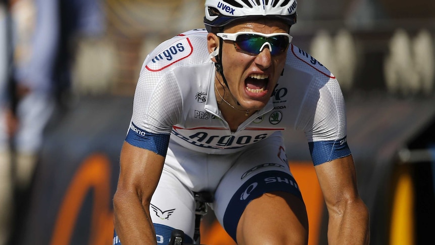 Marcel Kittel celebrates winning stage 10 of the Tour de France