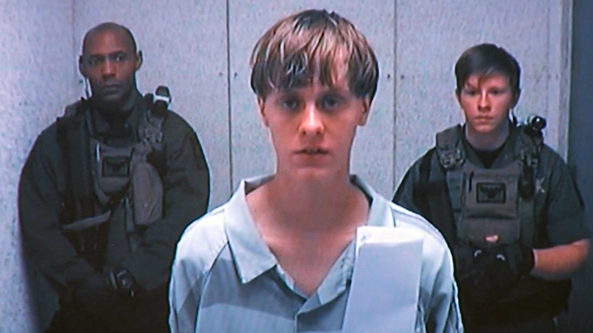 Charleston shooting suspect Dylann Roof appears by closed-circuit television at his bond hearing in Charleston, South Carolina