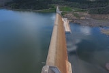 An aerial photo of Paradise Dam's spillway