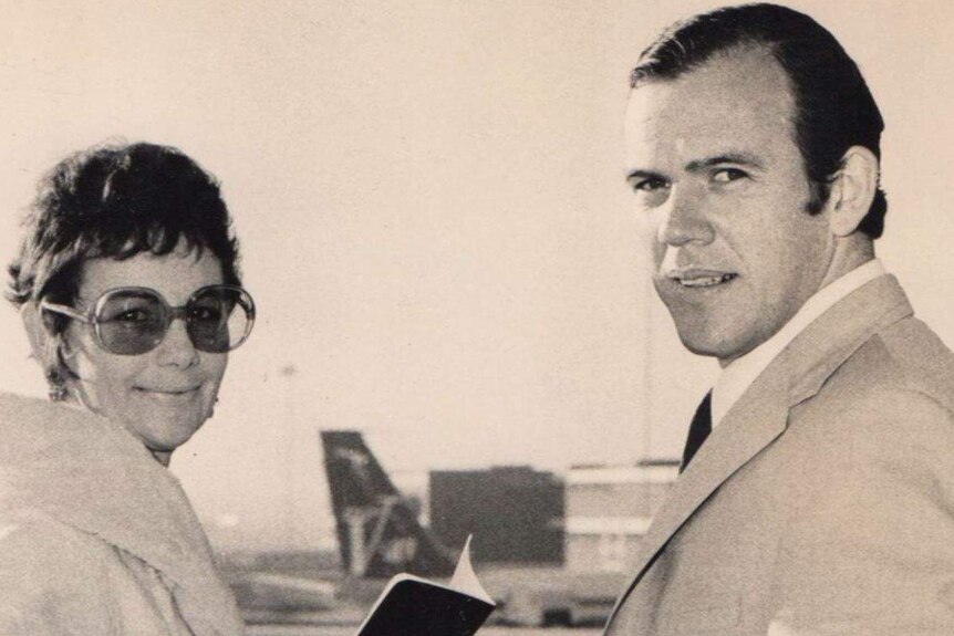 A young Mike Willesee and his first wife Joan Stanbury.