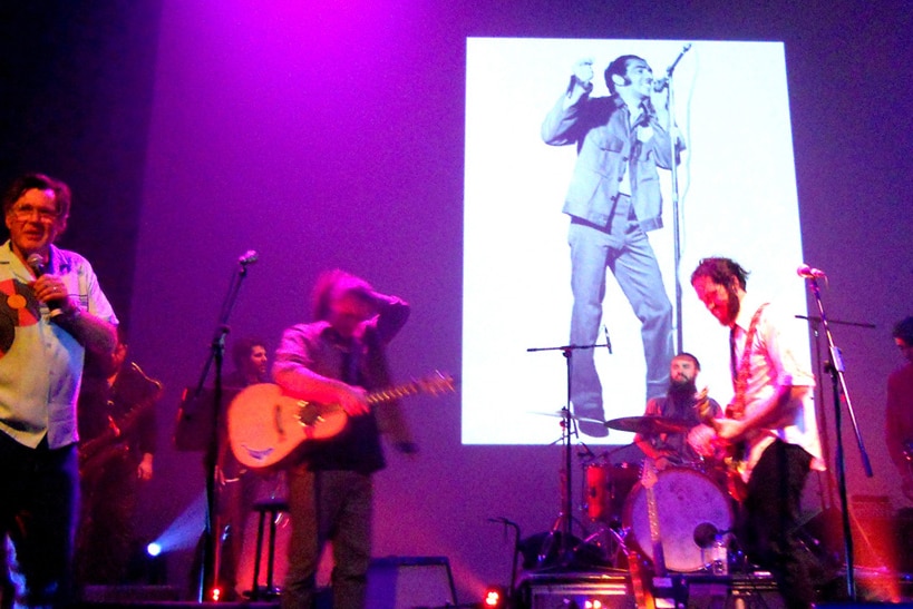 Painted Ladies perform with Vic Simms on stage