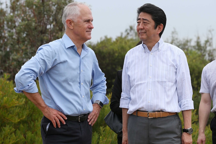 Malcolm Turnbull and Shinzo Abe in Sydney