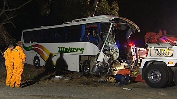 Crashed school bus near Kyabram, Victoria