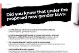 A newspaper advertisement about gender laws in Tasmania