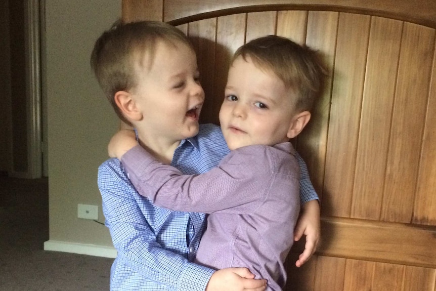 Two-year-old twins Tom and Harry O'Rourke