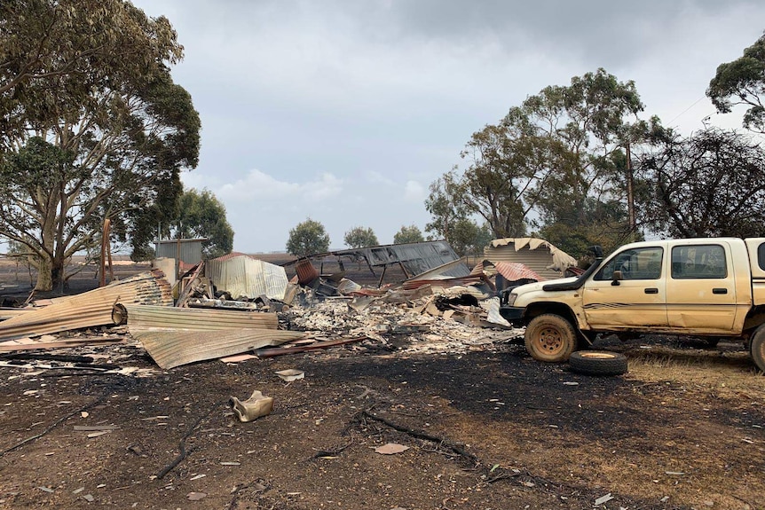 The ruins of a property on Kangaroo Island after a bushfire ripped through.