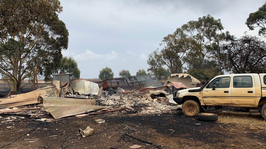 The ruins of a property on Kangaroo Island after a bushfire ripped through.