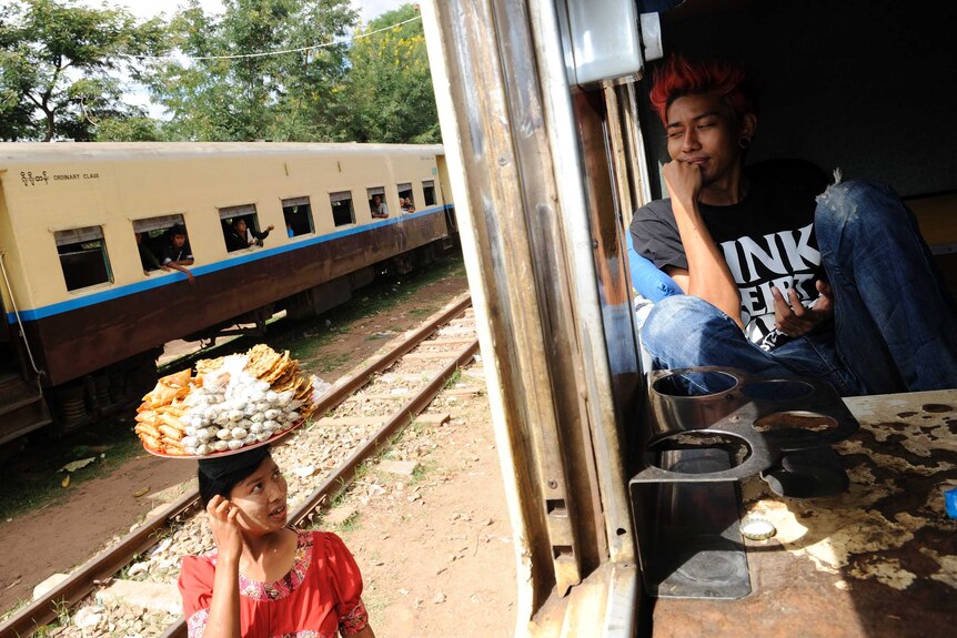 Myanmar: Kyaw Kyaw in a train