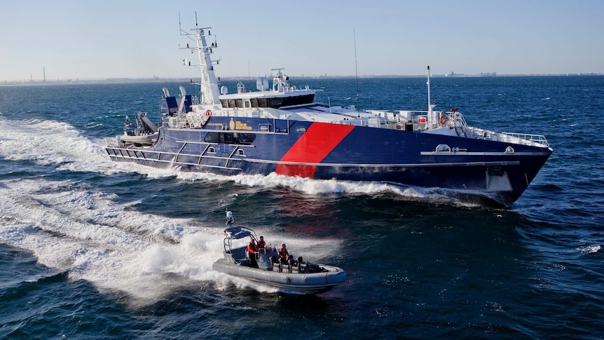 The larger boat is the Cape Class Patrol Boat and the smaller one is a Tender Response Vessel.