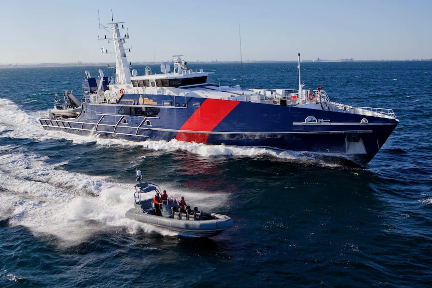 The larger boat is the Cape Class Patrol Boat and the smaller one is a Tender Response Vessel.