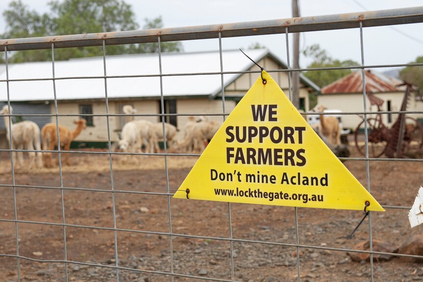 A sign on a farm gate opposing the New Acland coal mine.