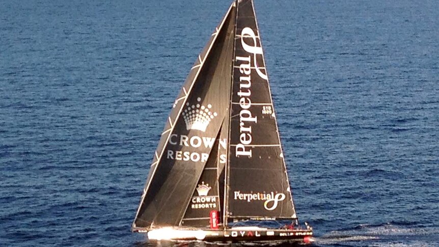 Sydney to Hobart yacht, Perpetual Loyal, races down the coast of south east Australia.