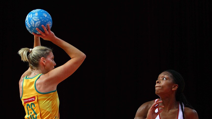 On fire ... Caitlin Bassett turned it on in the first half for Australia.