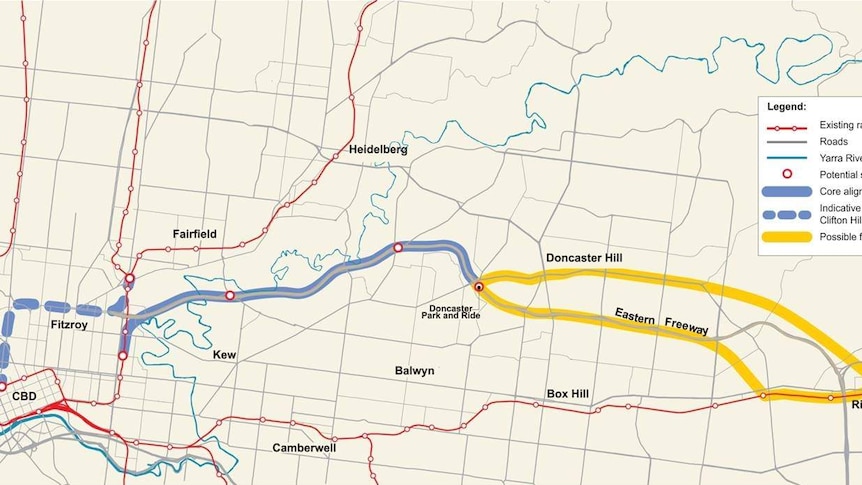 Eastern Freeway best route for Doncaster rail line: report