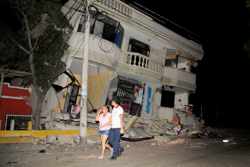 Buildings destroyed by Ecuador quake