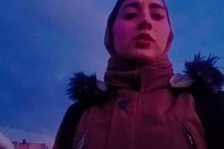 A explosion goes off near Jumana as she films a video in Rafah. - ABC News