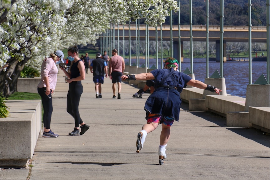 Canberrans exercising during lockdown