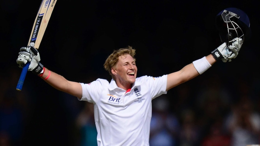 Joe Root celebrates a ton in the 2013 Ashes