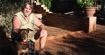 Mario Hartmann with his dog.