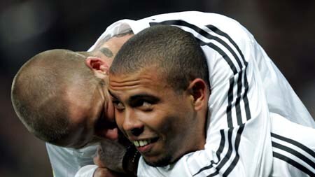 Ronaldo and David Beckham as Real Madrid rout Levante