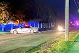 Police car in Baden Jones Way at North Booval in Ipswich about 5:00pm on July 27, 2021