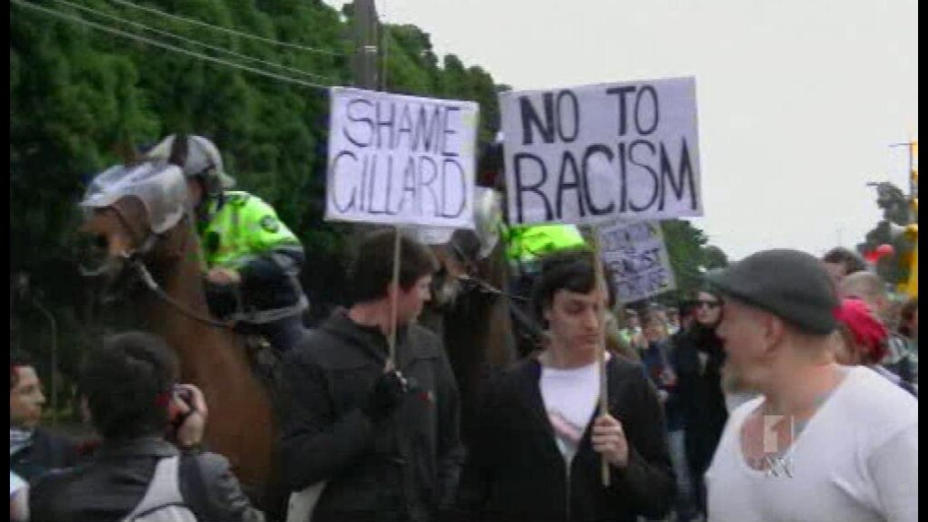 Pair injured by police horses at protest - ABC News