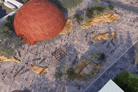 Aerial view of proposed Aboriginal history centre in Hobart