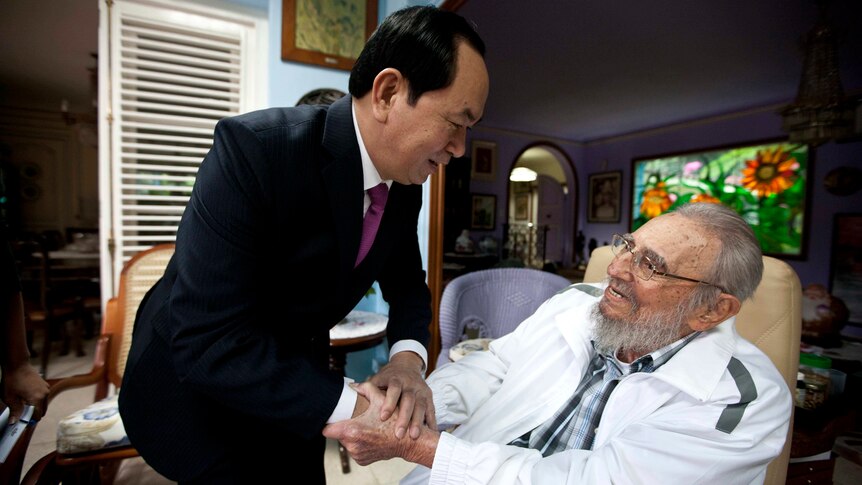 Fidel Castro with Vietnamese President Tran Dai Quang