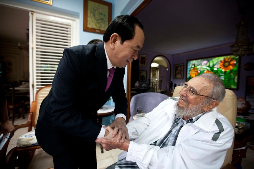 Fidel Castro with Vietnamese President Tran Dai Quang