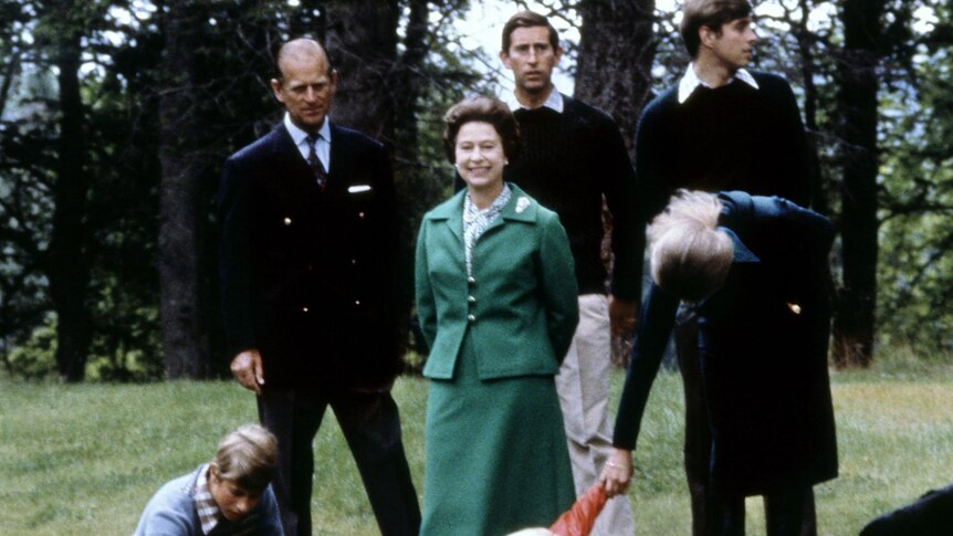 The Queen and Prince Philip with their children at Balmoral in 1979.