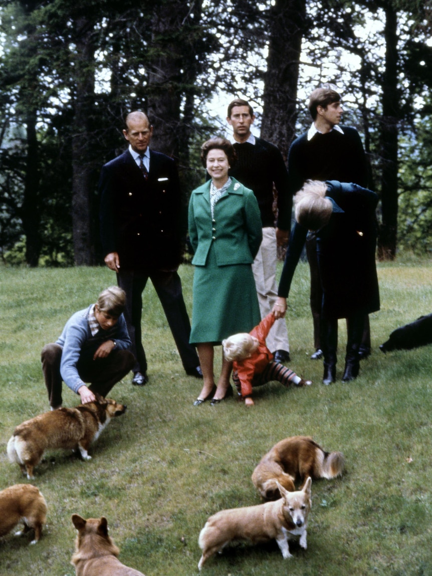 The Queen and Prince Philip with their children at Balmoral in 1979.