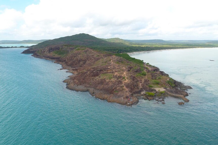 An aerial shot of the tip of Cape York, the northernmost point of the Australian mainland.