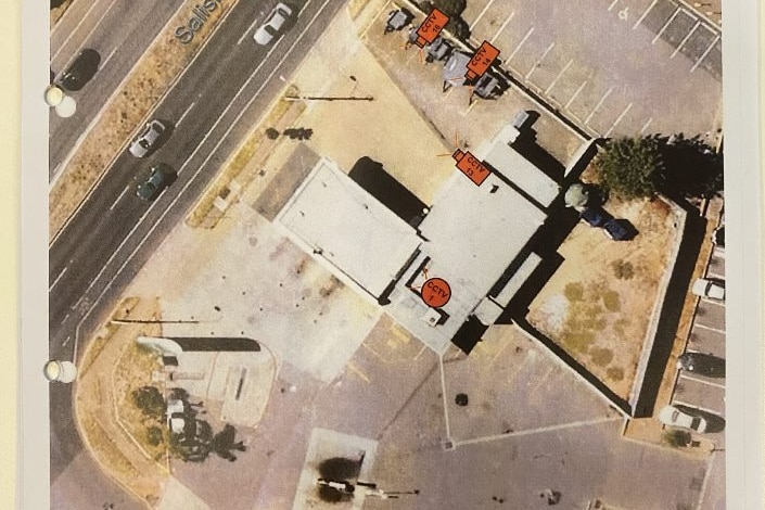 An aerial image of a workshop.